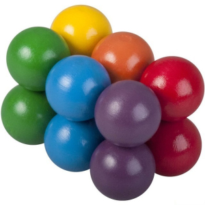 Hlavolam dřevěný - Kuličky barevné (Detoa)