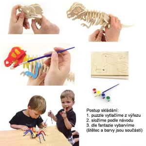 3D Puzzle s barvami - Slon (4 barvy + štětec)