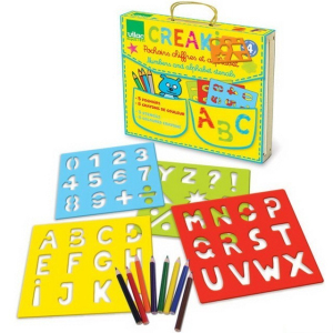 Kreslení - Šablony + pastelky, Abeceda a čísla (Vilac)