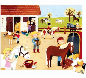 Puzzle z kartónu - Jezdecká škola, 54 dílků (Janod)