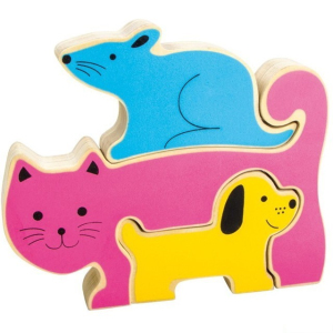 Puzzle dřevěné - Pes, kočka a myš (Legler)