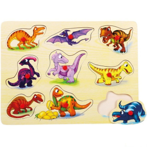 Puzzle vkládací - Dinosauři, 9ks (Bino)