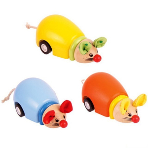 Zvířátko na kolečkách - Natahovací, Myška, 1ks (Bigjigs)