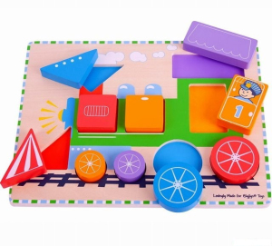 Puzzle pro nejmenší - Vkládačka, Tvary lokomotiva (Bigjigs)