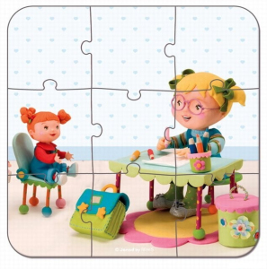 Puzzle z kartónu - Lisa učitelkou, 43 dílků (Janod)