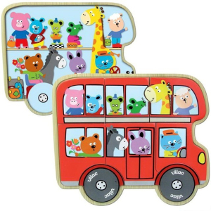 Puzzle odkrývací - Autobus se zvířátky (Vilac)