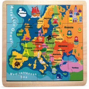 Puzzle na desce - Mapa Evropy, 20ks (Legler)