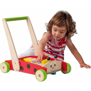 Kostky - Barevné ve vozíku, Beruška s madlem, 24ks (Woody)