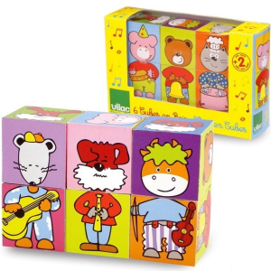 Kostky obrázkové 6ks - Veselá zvířátka (Vilac)
