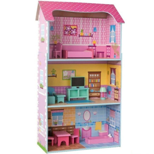 Domeček pro panenky - Velký třípatrový barevný (Woody)