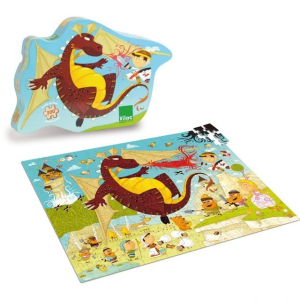 Puzzle dřevěné - Rytíř a drak, 200ks (Vilac)