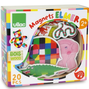 Magnetky - Slon Elmer dřevěné, 20ks (Vilac)