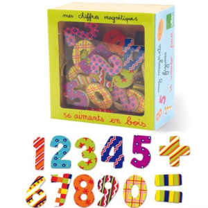 Magnetky - Číslice dřevěné, 56ks (Vilac)