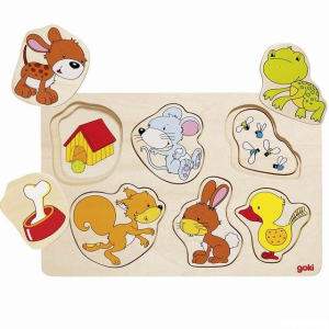 Puzzle vícevrstvé - Zvířátka, 2 vrstvy, 12ks (Goki)