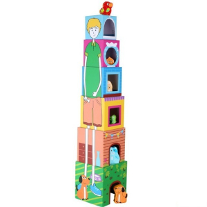 Pyramida z kartónu - Zvířecí domečky, 6 kostek (Small foot)