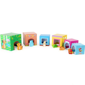 Pyramida z kartónu - Zvířecí domečky, 6 kostek (Small foot)