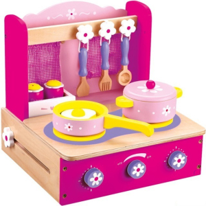 Kuchyň - Vařič dětský s příslušenstvím, růžový (Bino)