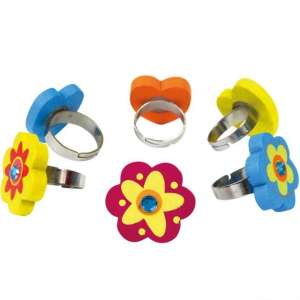 Dřevěná bižuterie - Prstýnky, set 6ks (Bino)