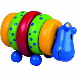 Skládačka s kroužky - Pyramida hrošík HIPPI (Detoa)