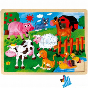 Puzzle na desce - Velké A3, Zvířata na farmě, 48ks (Mertens)