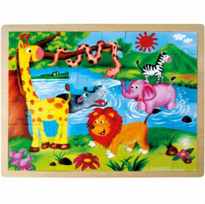 Puzzle na desce - Velké A3, Divoká zvířátka, 48ks (Mertens)