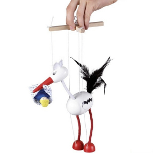 Loutka marioneta - Čáp s miminkem (Goki)