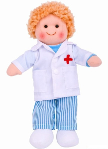 Panenka hadrová - 28cm, Doktor Tommy (Bigjigs)