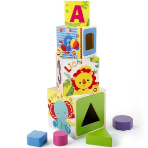 Pyramida - Věž ze 4 kostek, Zvířátka (Fisher-Price)