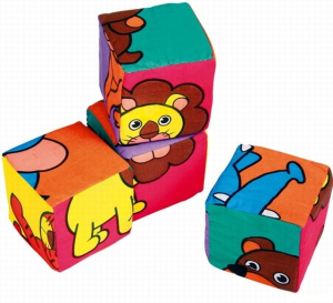 Kostky látkové - Velké se zvířátky, 4ks (Legler)