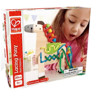 Šití - Kreativní hračka, Šněrovací dřevěný koník (Hape)