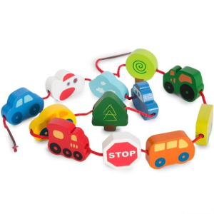 Navlékání tvarů - Doprava v tubě, 12ks (Hape)