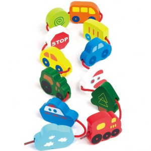 Navlékání tvarů - Doprava v tubě, 12ks (Hape)