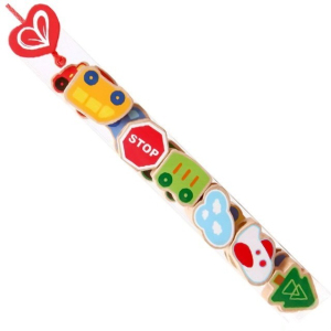 Navlékání tvarů - Doprava v tubě, 12ks (Hape)