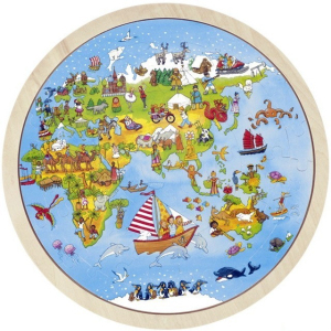Puzzle dřevěné - Cesta kolem světa, 56ks (Goki)