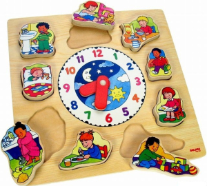 Puzzle výukové - Hodiny a denní činnosti (Bigjigs)