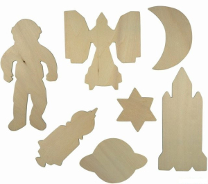 Kreslení - Šablony, Dřevěné Vesmír, 7ks (Bigjigs)