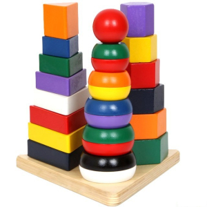 Skládačka - Nasazování na tyč, Pyramida 3v1 (Small foot)