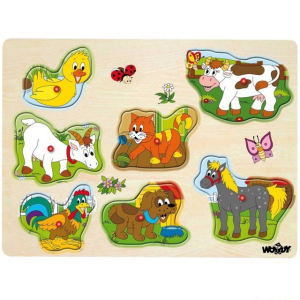 Puzzle muzikální - Domácí zvířata, 7ks (Woody)
