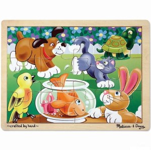 Puzzle na desce - Domácí mazlíčci, 12ks (M&D)