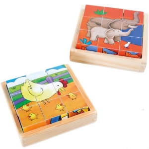 Kostky obrázkové 9ks - Farma a ZOO, 2 x 9 kostek (Small foot)