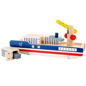 Loď dřevěná - Kontejnerová s jeřábem (Small foot)