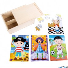 Puzzle dřevěné - V krabičce, Chlapci 4v1, 48ks (Legler)
