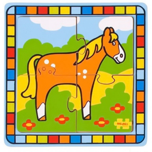 Puzzle pro nejmenší - Na desce, Kůň (Bigjigs)