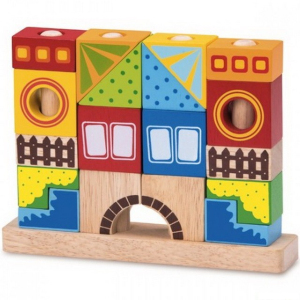 Skládačka - Domy z kostek na tyčkách (Wonderworld)