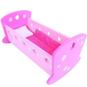 Kolébka pro panenky - Růžová s peřinkami (Bigjigs)