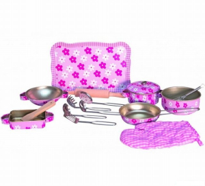 Kuchyň - Růžové nádobí Trendy, plechové (Woody)