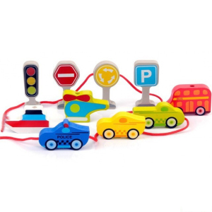 Navlékání tvarů - Dopravní prostředky, 10ks (Mi Toys)