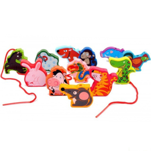 Navlékání tvarů - Zvířátka, 12ks (Mi Toys)