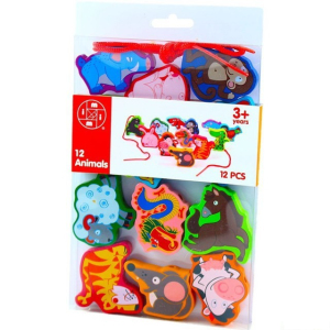 Navlékání tvarů - Zvířátka, 12ks (Mi Toys)