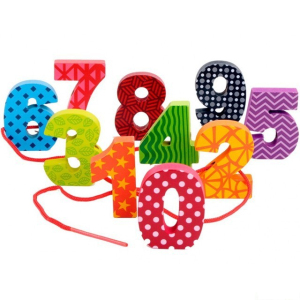 Navlékání tvarů - Čísla, 10ks (Mi Toys)